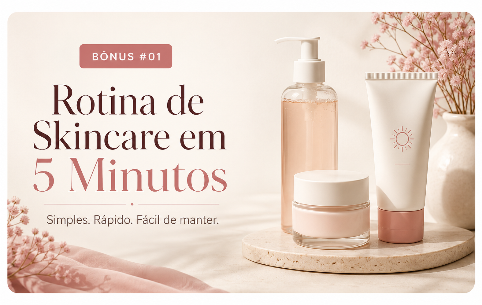 Mockup do guia Rotina de Skincare em 5 Minutos